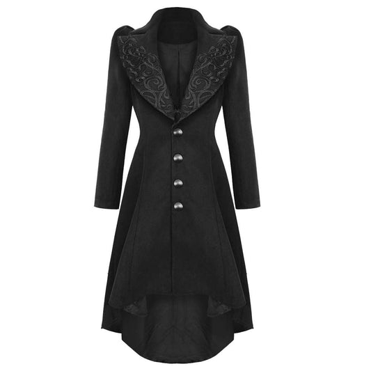 Women Gothic Dark In Love Lamentia Coat | Long Woolen-Feel Gothic Winter Coat