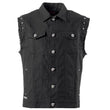 Men Skull Button Punk Vest | Black Cotton Sleeveless Rocker Top with Metal Studs