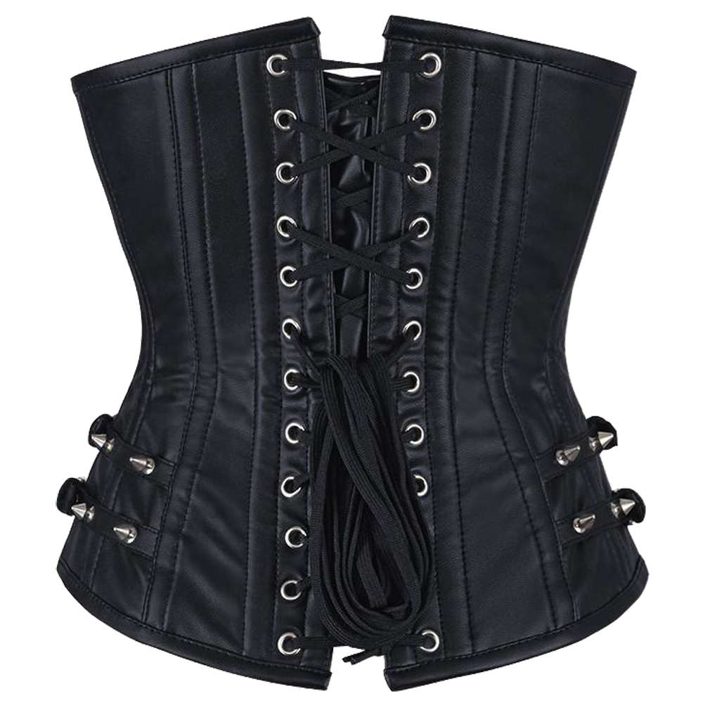 Women Chelsea Faux Leather Longline Corset | Gothic Underbust Waist Training Corset