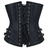Women Chelsea Faux Leather Longline Corset | Gothic Underbust Waist Training Corset