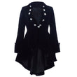 Victorian Black Velvet Ruffle Frock Coat | Women's Military Gothic Waterfall Jacket