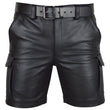Men Six-Pocket Gothic Cargo Shorts | Black Long Shorts with Metal Hardware & Button Zip Fly