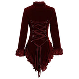 Women Hearts & Roses Ruffled Dovetail Velvet Victorian Coat | Gothic Ladies Tailcoat