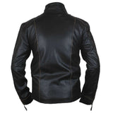 Men Designer Black Leather Motorcycle Jacket | Tailored Fit with Zip Pockets & Panel Stitching