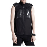 Men Black Sleeve Less Jacket Gothic Punk Men Cotton Vest - Alternative Gothic Dark Wear | Embrace Dark Aesthetic Men & Women Gothic Clothing