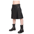Men Union Pistol Snap Kilt | Black Cotton Punk Rock Skirt with Removable Festival Pockets