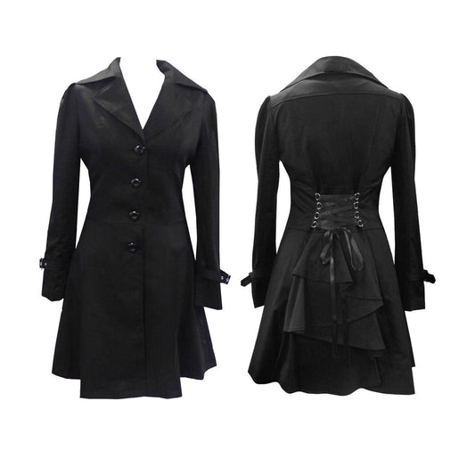 Women Victorian Corset Riding Jacket | Black Gothic Steampunk Coat