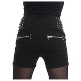 Spectral Women Punk Fitted Black Shorts | Studded Gothic Rockwear Shorts