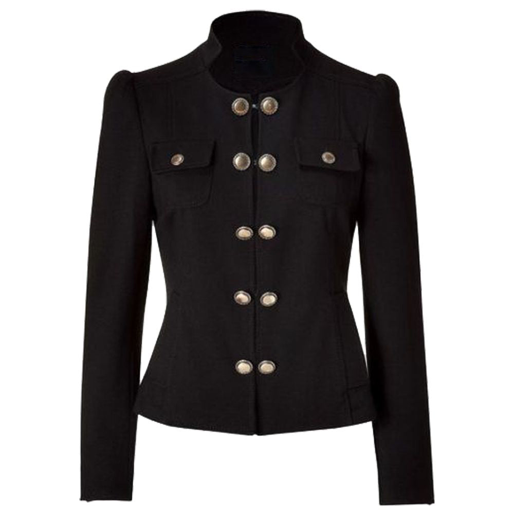 Women Military Blazer Jacket | French Uniform Style with Brass Buttons