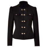 Women Military Blazer Jacket | French Uniform Style with Brass Buttons