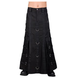 Women Fetish Denim Trouser Skirt | Gothic Long Skirt with Edgy Silhouette