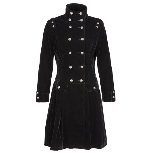 Women Gothic Long Velvet Coat | Steampunk Aristocrat Alternative Fashion Style Coat