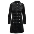Women Dark Majesty Velvet Military Coat | Gothic Black Victorian Women Jacket