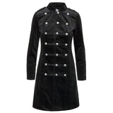 Women Dark Majesty Velvet Military Coat | Gothic Black Victorian Women Jacket