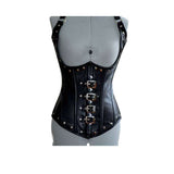 Women Real Sheep Leather Steampunk Corset | Underbust Gothic Waist Training Corset with Metal Decor