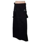 Track Buckle Convertible Skirt | Gothic Black Cotton Skirt with Adjustable Fit