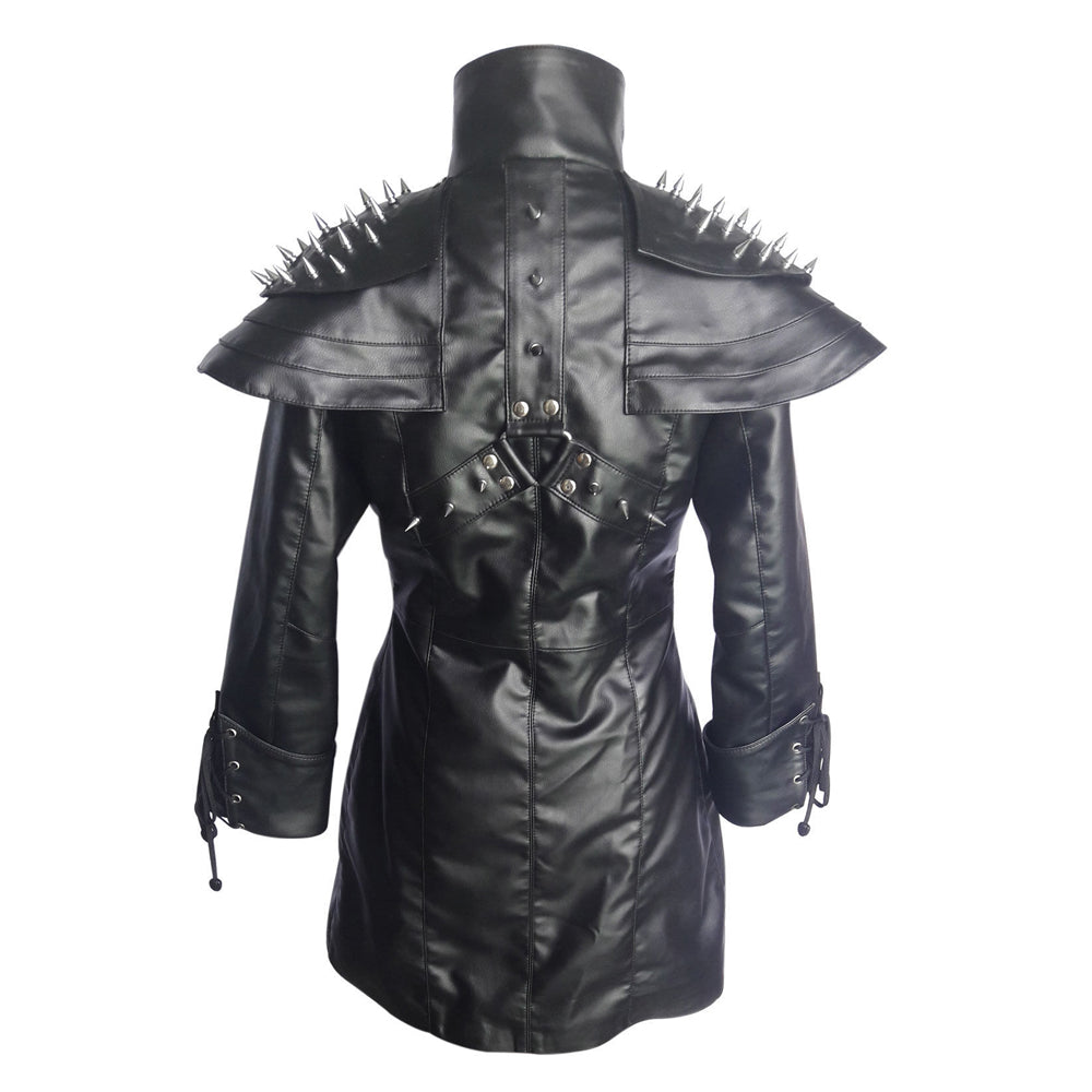 New Matrix Trench Bondage Gothic Coat Women Gothic Real Black Leather Coat - Alternative Gothic Dark Wear | Embrace Dark Aesthetic Men & Women Gothic Clothing