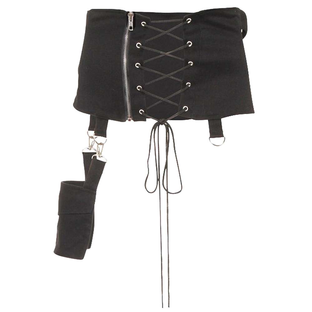 Women Gothic Buckle Mini Skirt | Edgy Black Goth Fashion Skirt
