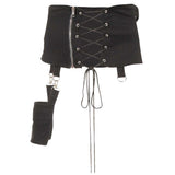 Women Gothic Buckle Mini Skirt | Edgy Black Goth Fashion Skirt