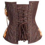 Women Hall Brown Steampunk Corset | Attached Neck Gear Overbust Corset