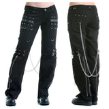 Men Gothic Black Zipper Pant | Black Gothic Chained Pant Cotton Pant
