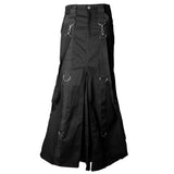 Aderlass Floor-Length Chain Kilt | Men Gothic Denim Skirt with Bondage Straps & D-Rings