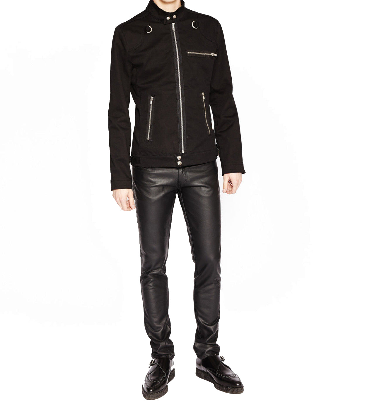Men Gothic EMO Biker Jacket | Black Punk Rock Motorcycle Style Coat