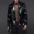 Men Gothic Vinyl PVC Motorcycle Jacket | Shiny Black Biker Style with Zipper Details