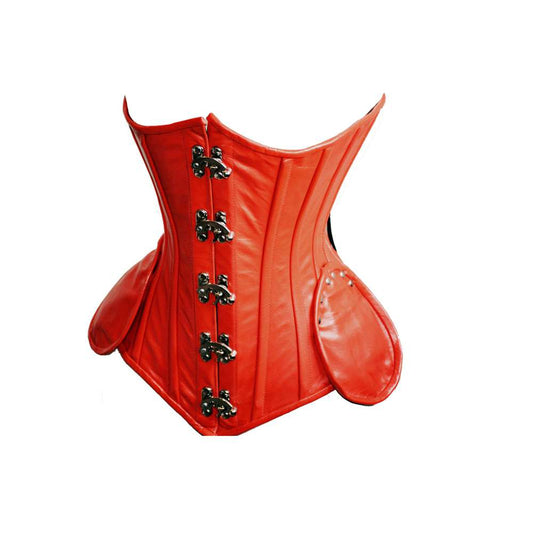 Women Real Sheep Leather Heavy Duty Underbust Corset | 14 Bone Steampunk Waist Trainer with 6 Inch Reduction
