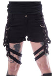 Women Gothic Black Denim Badass Babes Mini Shorts | Edgy Punk Alternative Streetwear Short