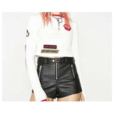 Women Gothic Biker Babe Moto Shorts | High Waist Vegan Leather with Quilted Side Detail