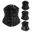 Women Black Leather Waist Slimming Corset | Steel Boned Gothic Shaper