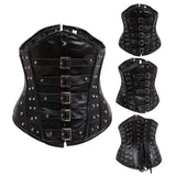 Women Black Leather Waist Slimming Corset | Steel Boned Gothic Shaper