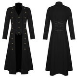 Men Pirates Steampunk Gothic Victorian Military Trench Coat | Vintage Cotton Long Jacket