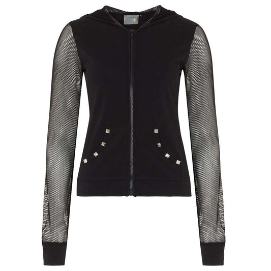 Women Nasty Net Mesh Hoodie | Gothic See-Through Mesh Hoodie with Studded Details