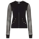 Women Nasty Net Mesh Hoodie | Gothic See-Through Mesh Hoodie with Studded Details