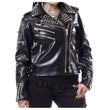 Women Gothic Biker Studded Jacket | EMO Punk Genuine Leather Spiked Shoulder Jacket