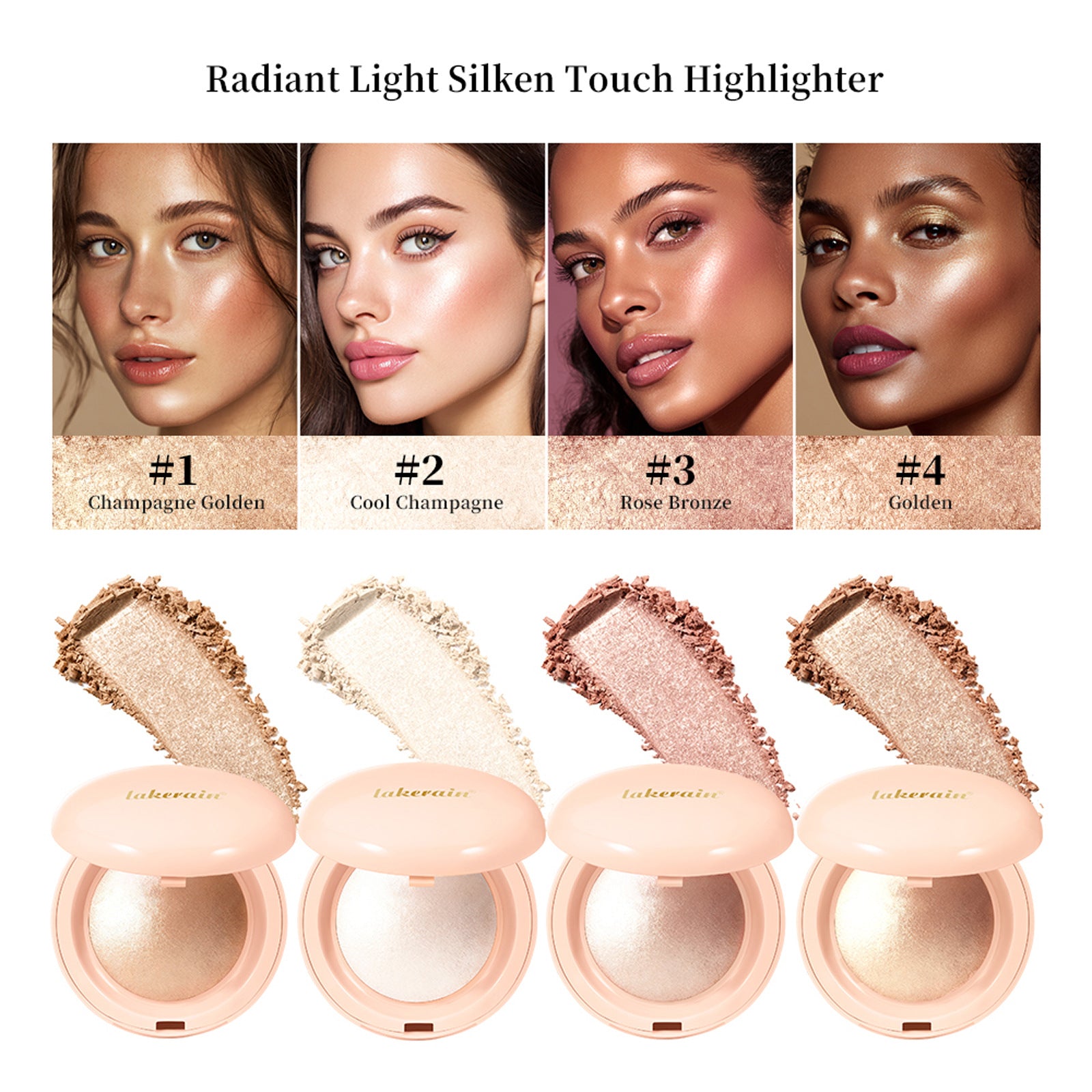 Lakerain Highlighter Powder, Three-dimensional Contour Matte Highlighter Powder