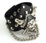 Aroncent 3 Piece Set Spike Studded Rivet Punk Rock Biker Leather Bracelets with Wide Straps and Adjustable Chain Wristbands - Alternative Gothic Dark Wear | Embrace Dark Aesthetic Men & Women Gothic Clothing