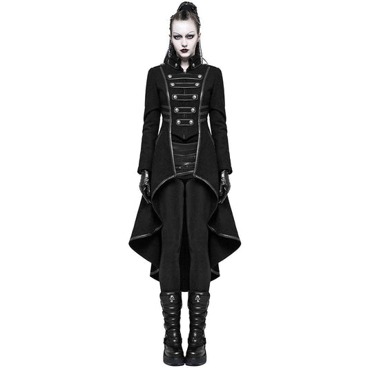 Women Gothic Military Steampunk Coat Long Jacket Black Steampunk Army Uniform - Alternative Gothic Dark Wear | Embrace Dark Aesthetic Men & Women Gothic Clothing