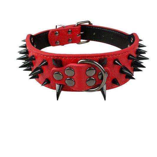 Dog Anti Bite Collar for Female M Size with Traction Rope Rivet Chain and Bully Pit Bull Design - Alternative Gothic Dark Wear | Embrace Dark Aesthetic Men & Women Gothic Clothing