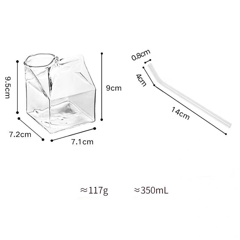Glass Square Milk Carton Mug Microwaveable