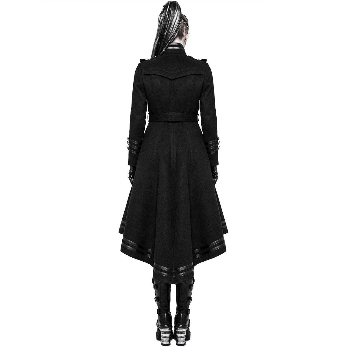 Halloween Bodycon Overcoats Women Gothic Punk Handsome Black Stand Collar Long Coats - Alternative Gothic Dark Wear | Embrace Dark Aesthetic Men & Women Gothic Clothing