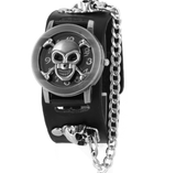 Brown Skull Watch with Chain Bold and Edgy Look - Alternative Gothic Dark Wear | Embrace Dark Aesthetic Men & Women Gothic Clothing