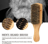 Men's Double Sided Beard Brush Portable Styling Tool With Mane Wood Handle Perfect Travel Companion
