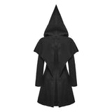 Women Sorceress Hooded Cloak Coat | Gothic Lolita Elf Cape with Raw-Edge Shrug Detail