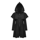 Women Sorceress Hooded Cloak Coat | Gothic Lolita Elf Cape with Raw-Edge Shrug Detail