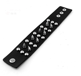 Aroncent 3 Piece Set Spike Studded Rivet Punk Rock Biker Leather Bracelets with Wide Straps and Adjustable Chain Wristbands - Alternative Gothic Dark Wear | Embrace Dark Aesthetic Men & Women Gothic Clothing