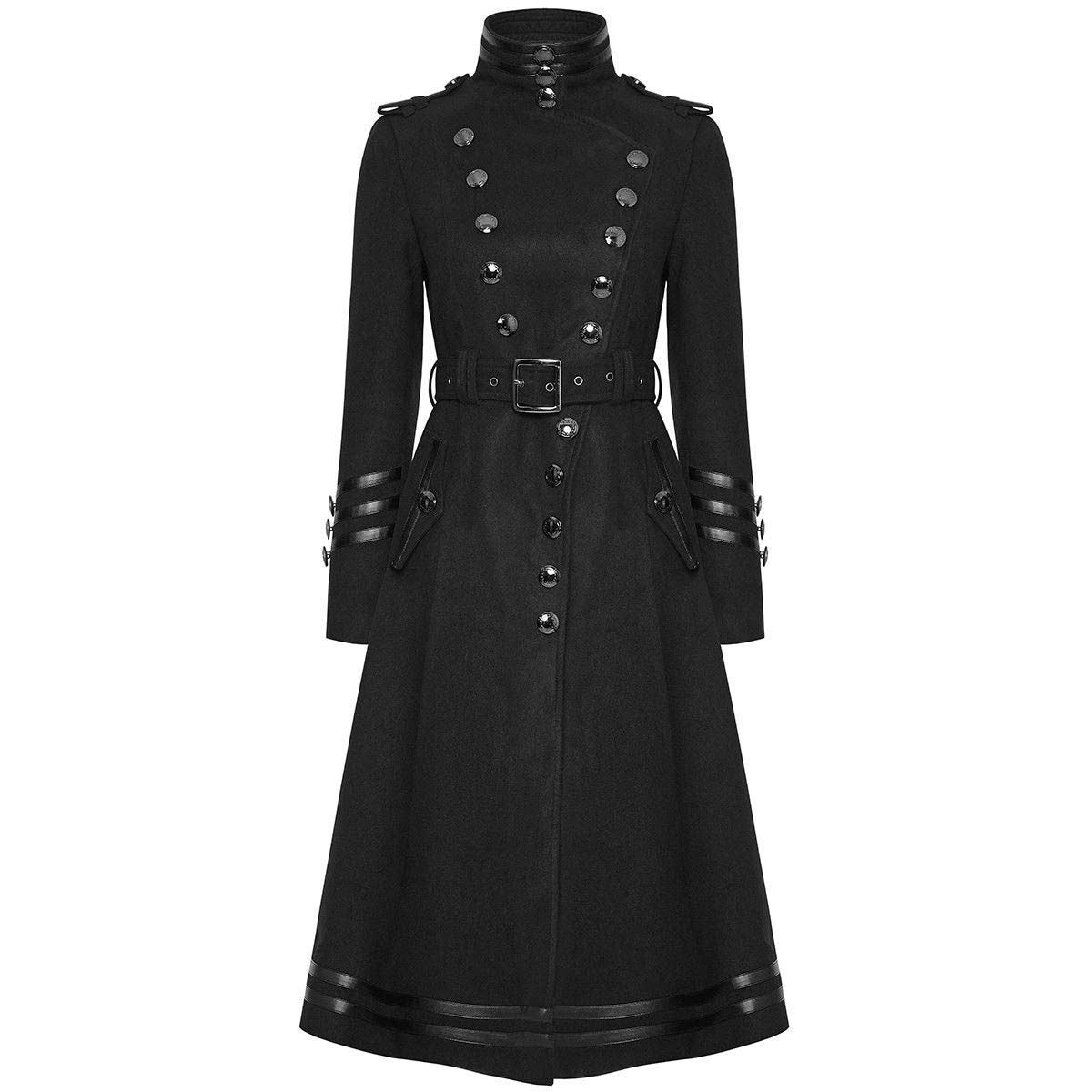 Halloween Bodycon Overcoats Women Gothic Punk Handsome Black Stand Collar Long Coats - Alternative Gothic Dark Wear | Embrace Dark Aesthetic Men & Women Gothic Clothing