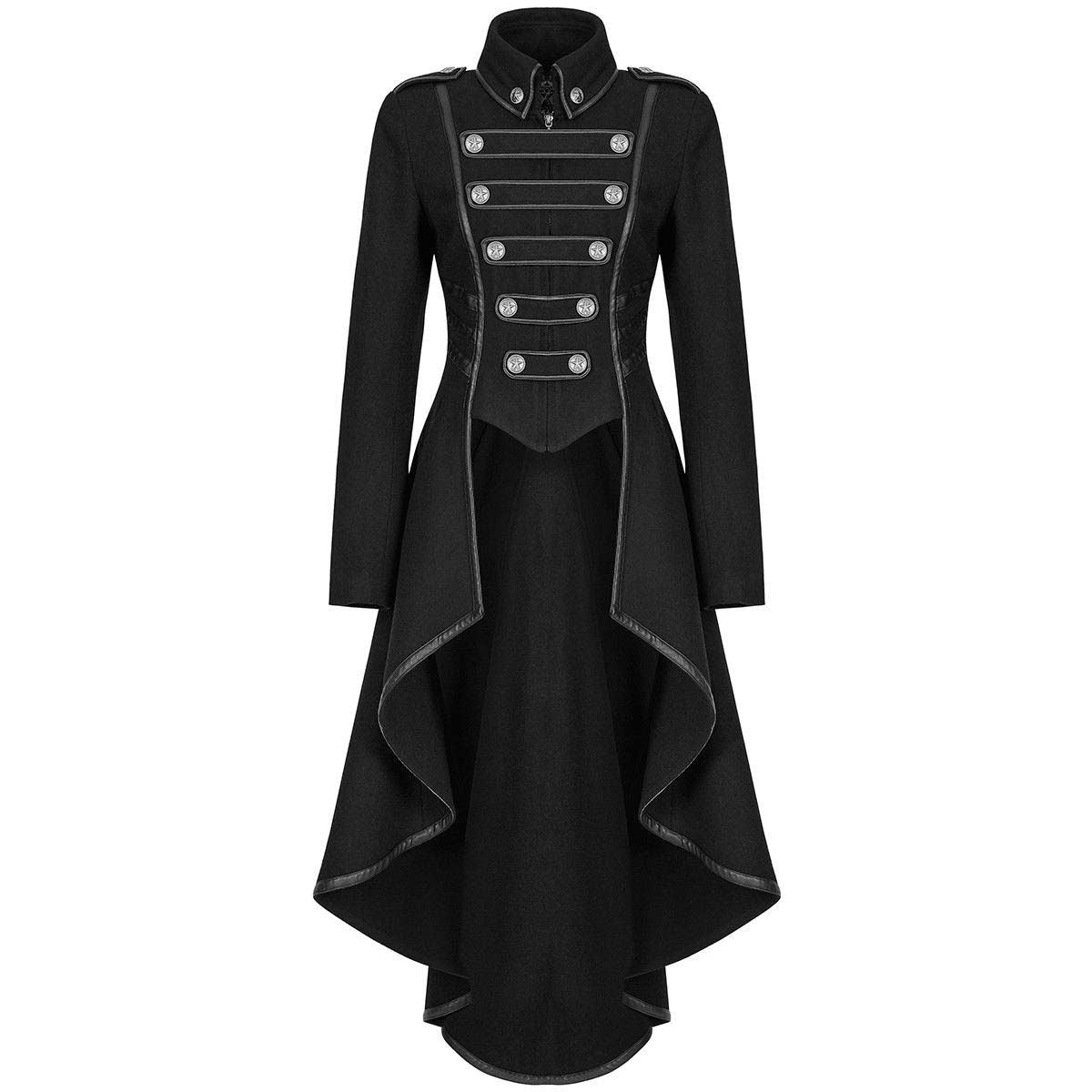 Women Gothic Military Steampunk Coat Long Jacket Black Steampunk Army Uniform - Alternative Gothic Dark Wear | Embrace Dark Aesthetic Men & Women Gothic Clothing